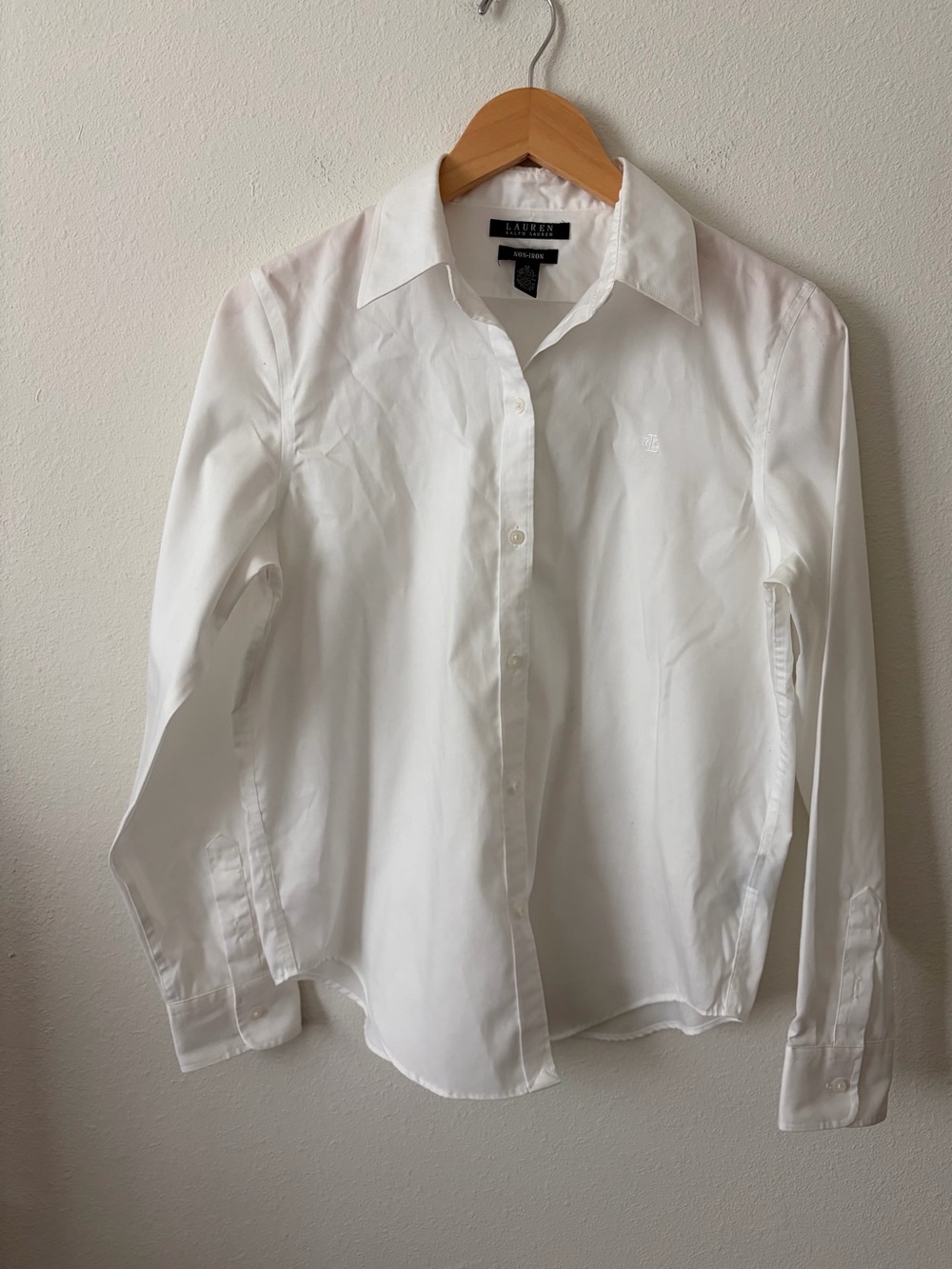 Lauren Ralph Lauren White Non-Iron Cotton Button Down Shirt Sz M - Picture 3 of 8